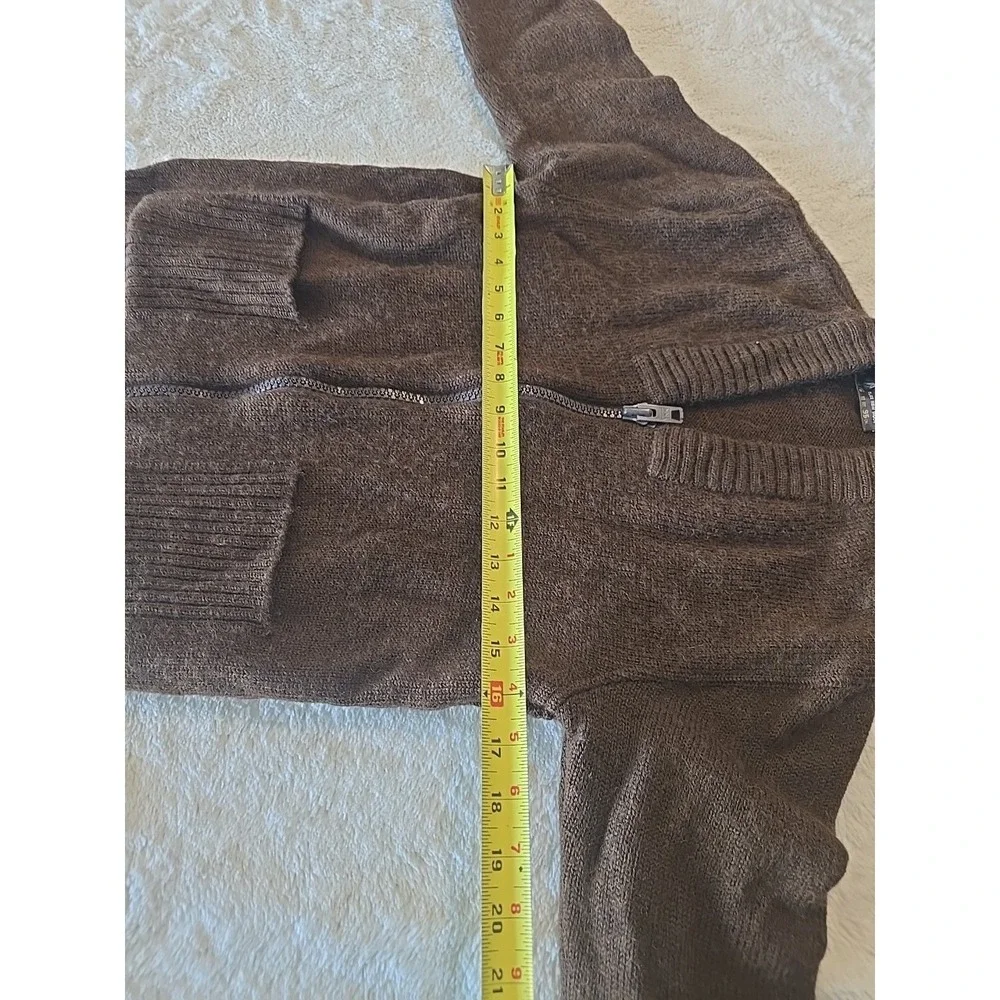 Ansett Pure New Wool Fullzip Cardigan Sweater Dark Brown‎ Tag Says 16 (Fits Med)